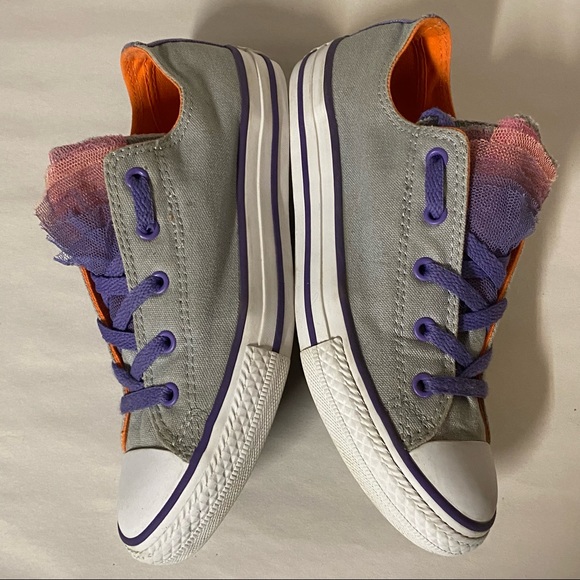 Tulle Layers Embellished Converse All Star Chuck Taylor Low Tops, W 5.5 / Jr 4 - Picture 6 of 12